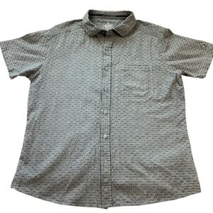 KUHL Mens Medium‎ Gray Textured Short Sleeve Button Up Shirt Casual Outdoor